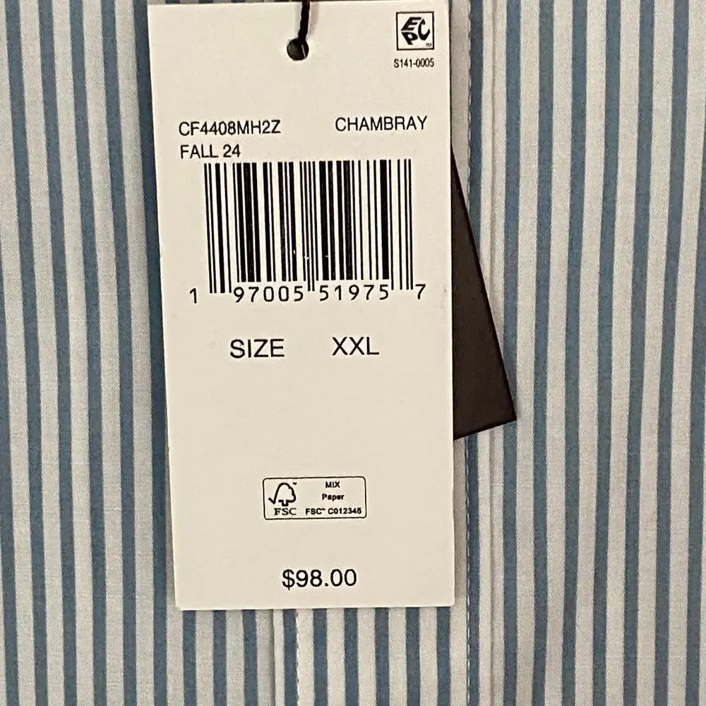 Michael Kors Dress Shirt Men's 2XL Slim Fit Long Sleeve Blue Pinstripe NEW